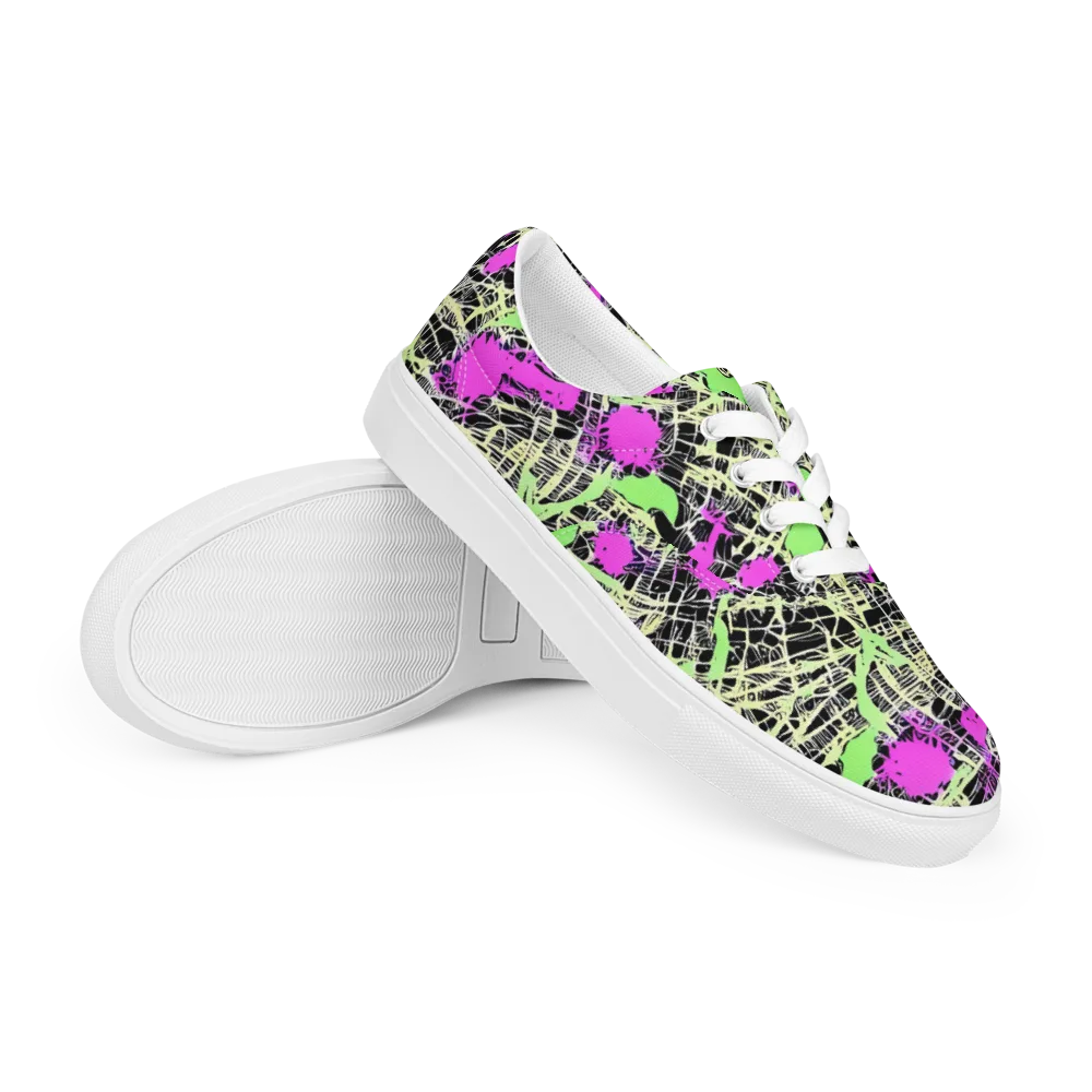 Neon Jungle Riot on Men's Lace-Up Canvas Shoes — Right Front