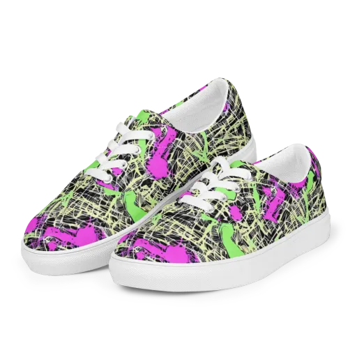 Neon Jungle Riot on a Men's Lace-Up Canvas Shoes