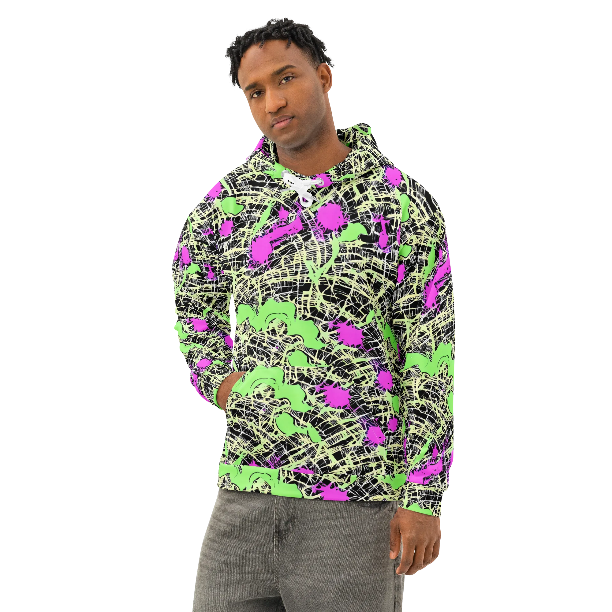 Neon Jungle Riot on Cotton Hoodie — Left Front