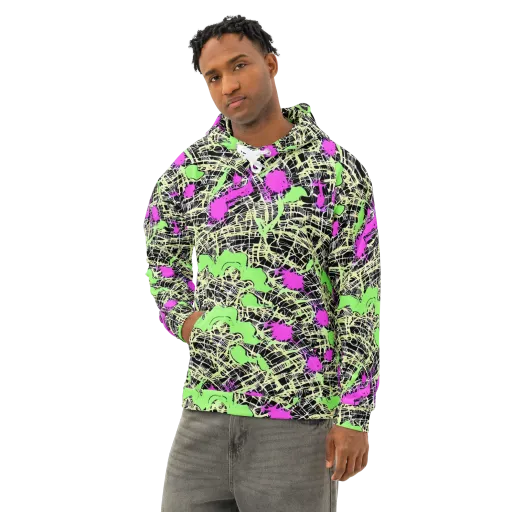 Neon Jungle Riot on a Cotton Hoodie