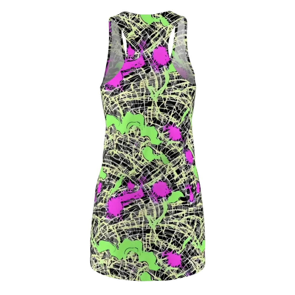 Neon Jungle Riot on Racerback Dress — Back