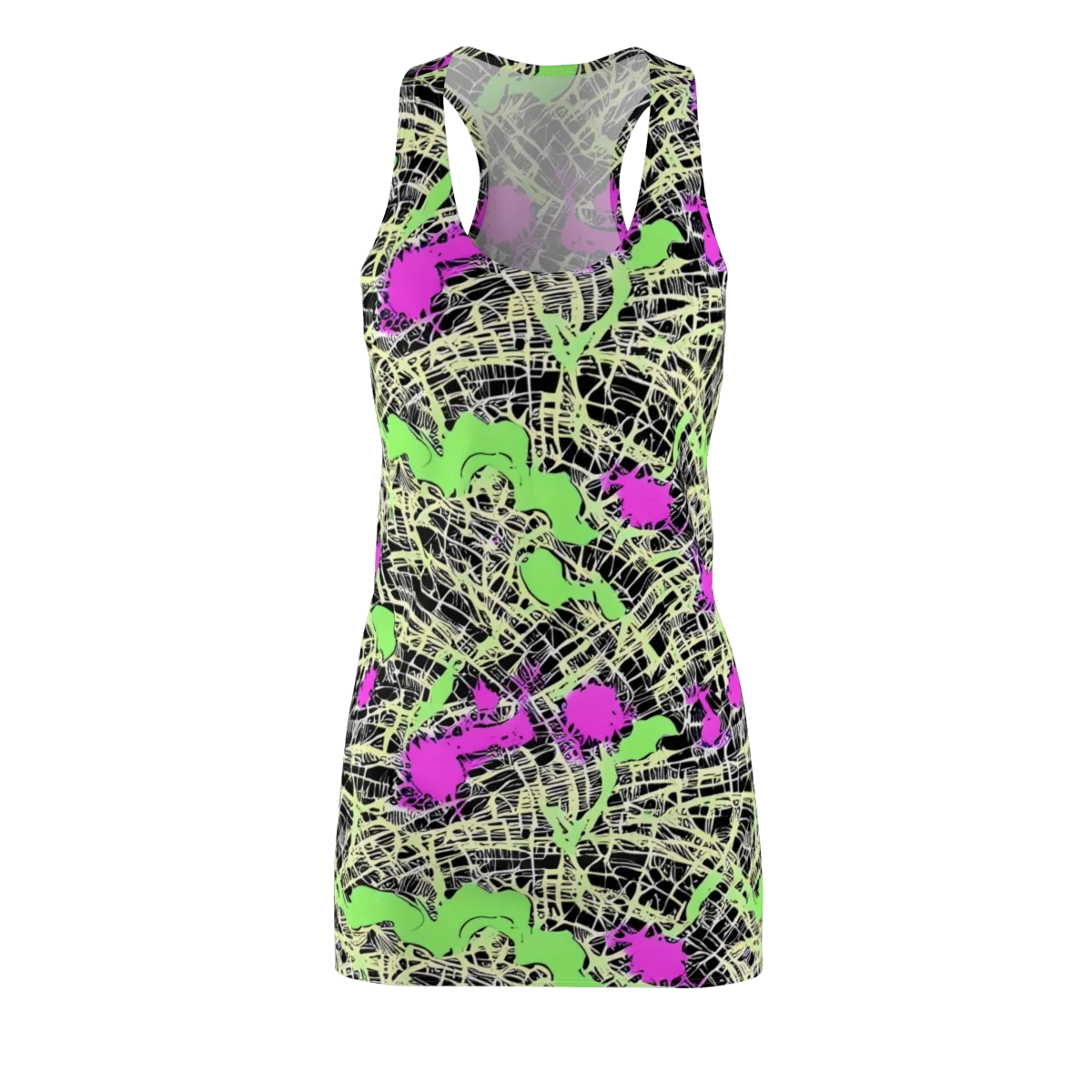 Neon Jungle Riot on Racerback Dress — Front