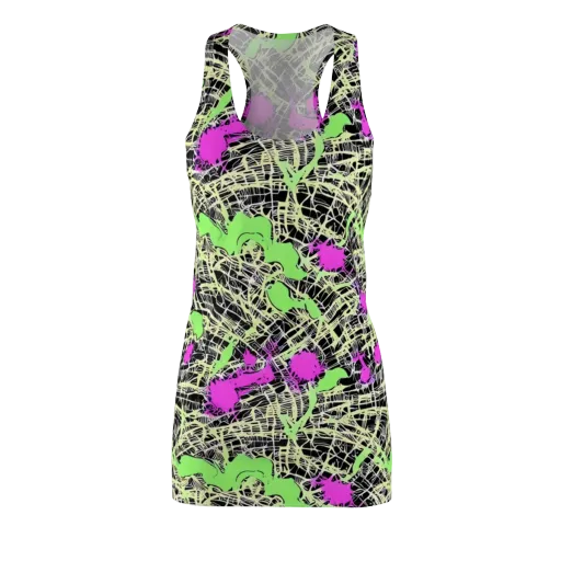 Neon Jungle Riot on a Racerback Dress