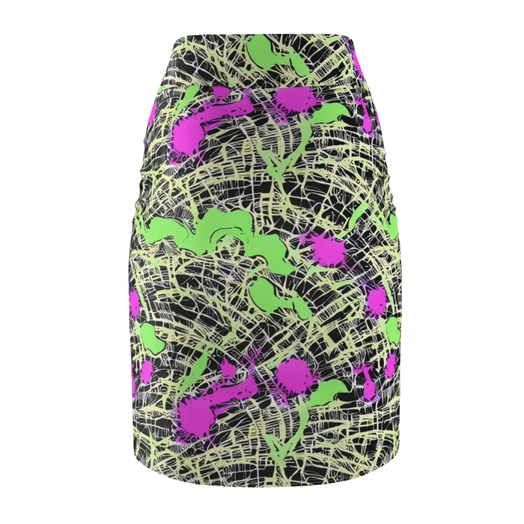 Neon Jungle Riot on Pencil Skirt — Back