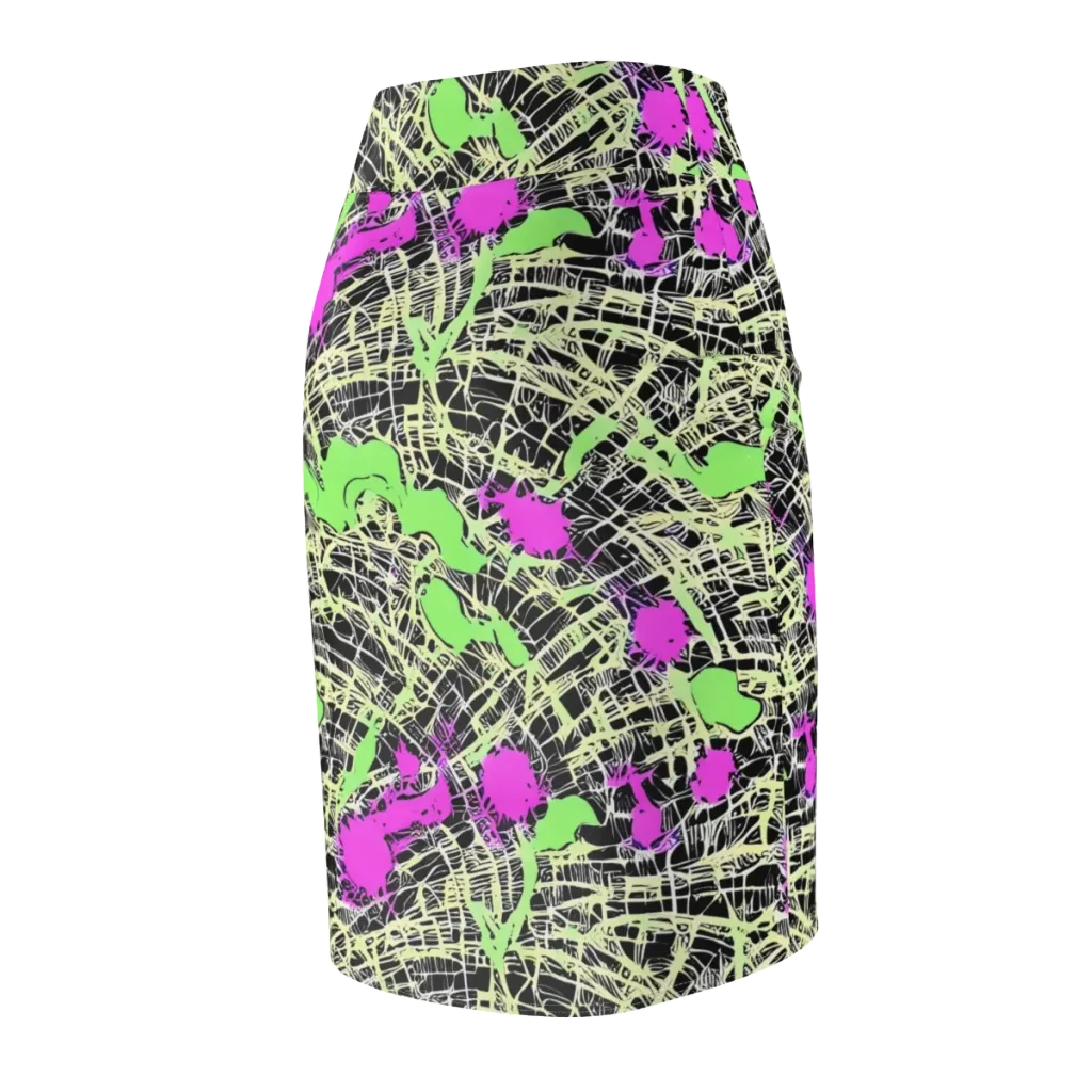 Neon Jungle Riot on Pencil Skirt — Back Side