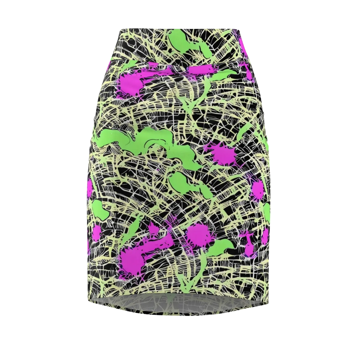 Neon Jungle Riot on Pencil Skirt — Front