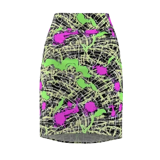 Neon Jungle Riot on a Pencil Skirt
