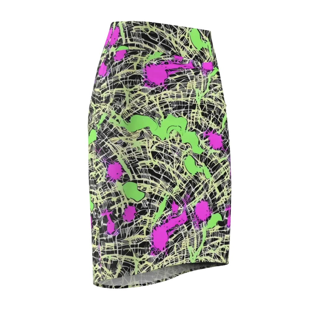 Neon Jungle Riot on Pencil Skirt — Front Side
