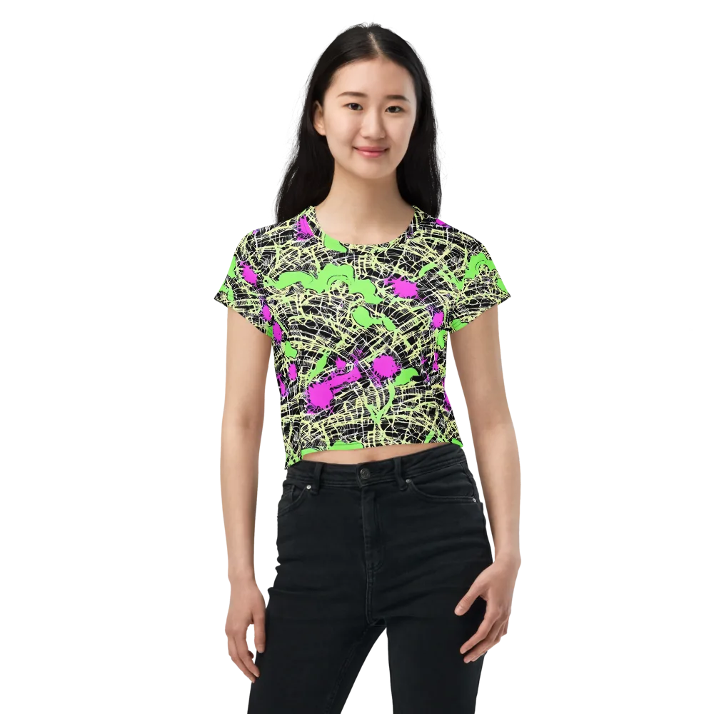 Neon Jungle Riot on Crop Tee — Front