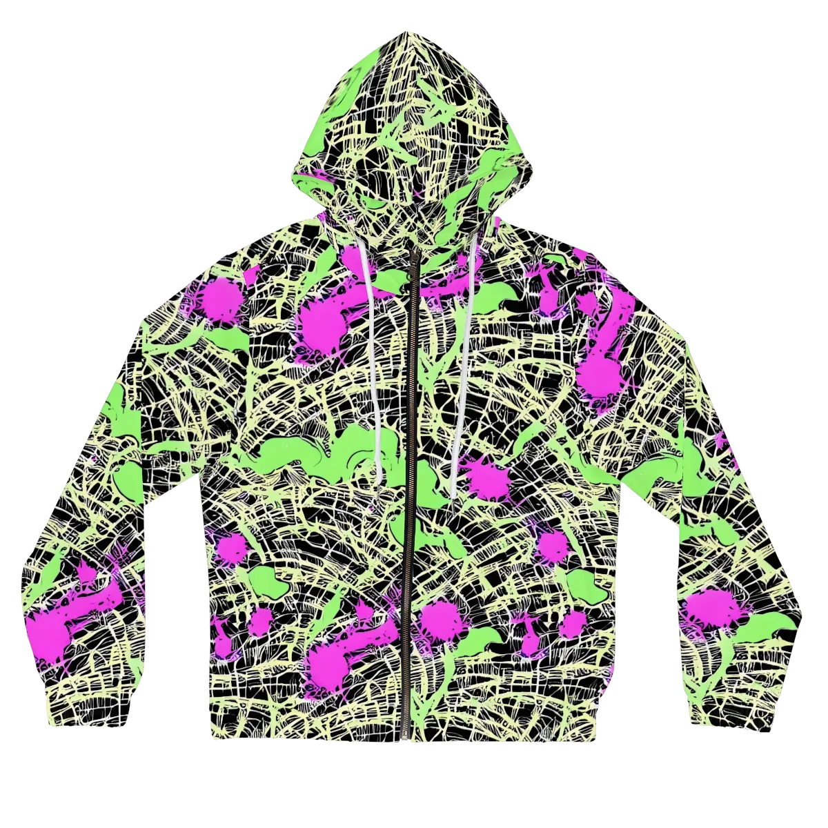Neon Jungle Riot on Women's Full-Zip Hoodie — Front
