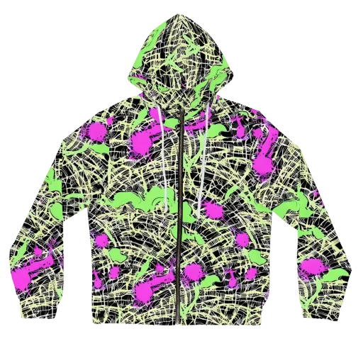 Neon Jungle Riot on a Women's Full-Zip Hoodie