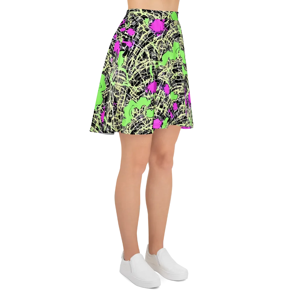 Neon Jungle Riot on Skater Skirt — Right