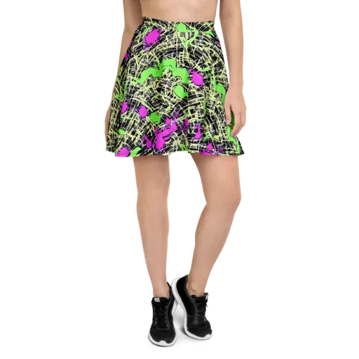 Neon Jungle Riot on a Skater Skirt
