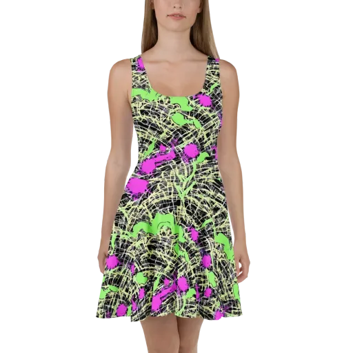 Neon Jungle Riot on a Skater Dress