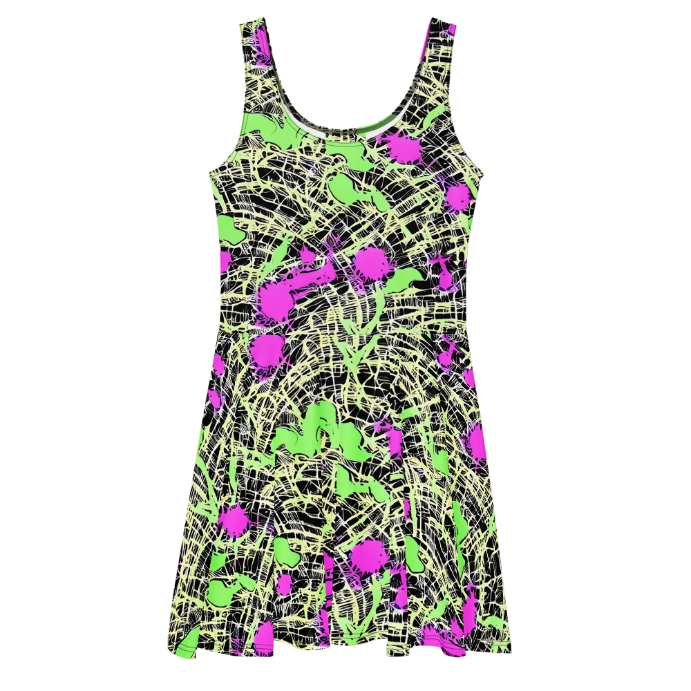 Neon Jungle Riot on Skater Dress — Front