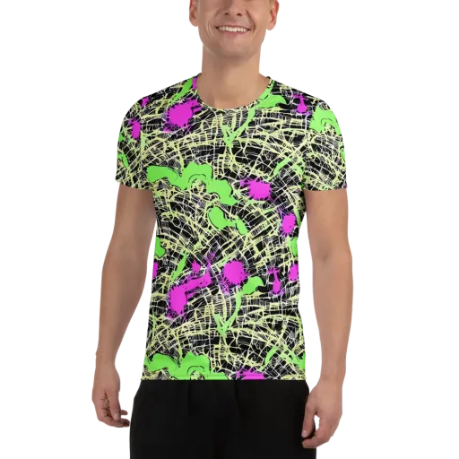 Neon Jungle Riot on a Men's Athletic T-Shirt