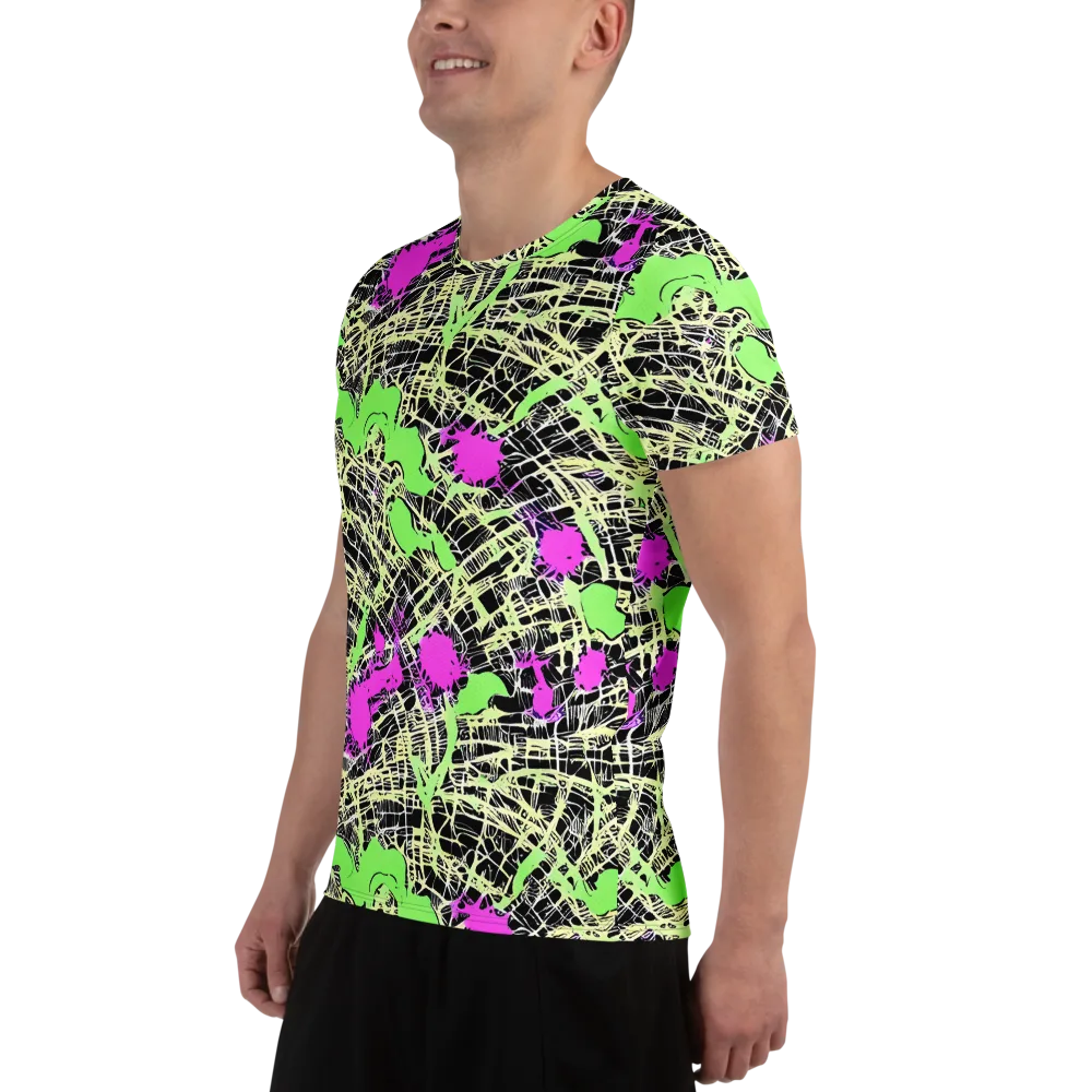 Neon Jungle Riot on Men's Athletic T-Shirt — Left