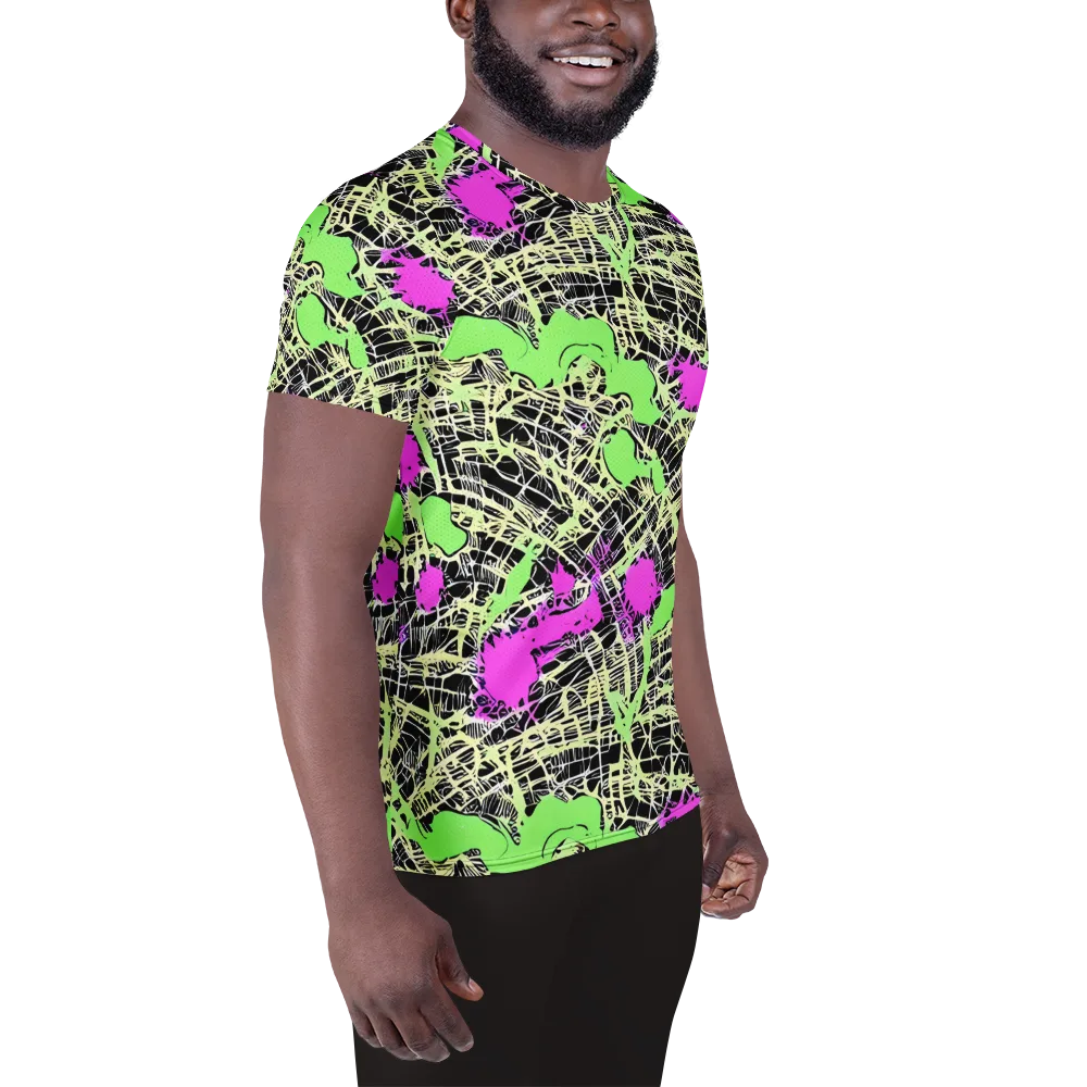 Neon Jungle Riot on Men's Athletic T-Shirt — Right