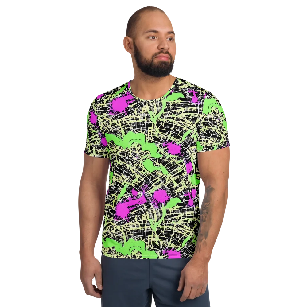 Neon Jungle Riot on Men's Athletic T-Shirt — Front