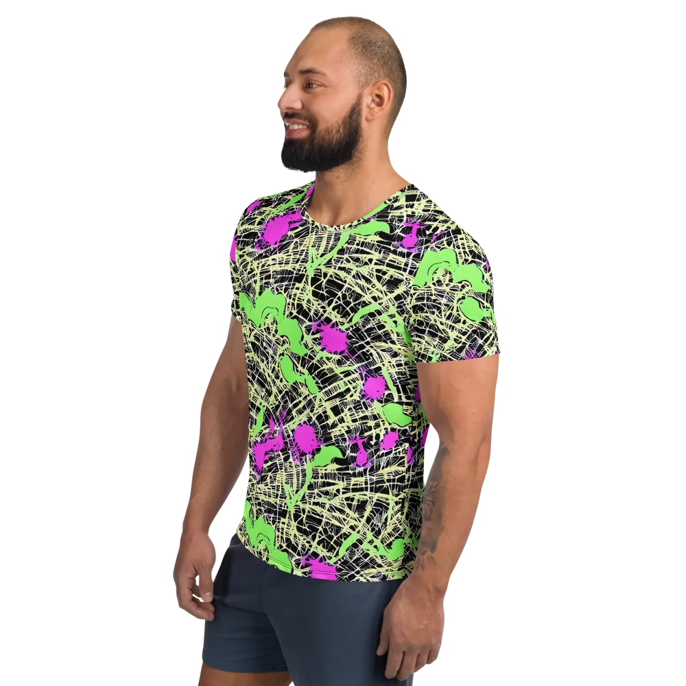 Neon Jungle Riot on Men's Athletic T-Shirt — Left