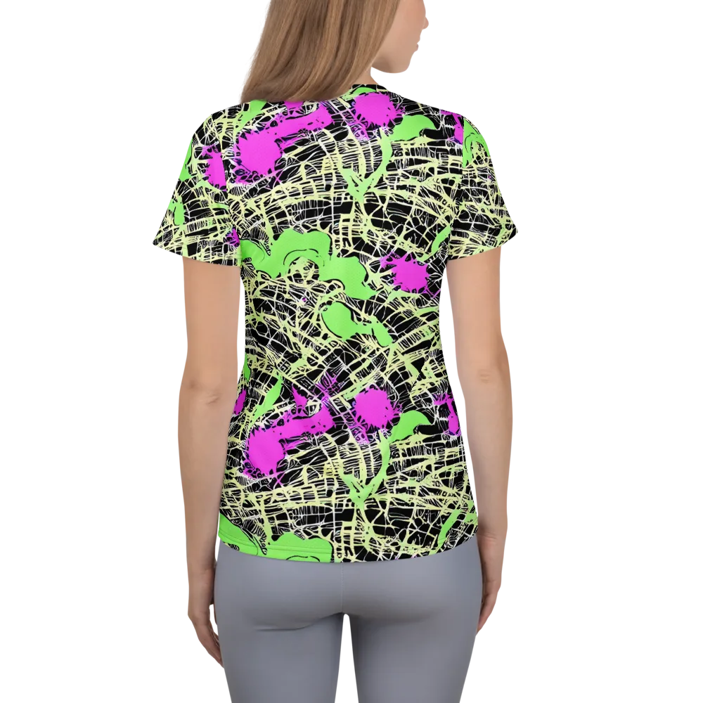 Neon Jungle Riot on Women's Athletic T-Shirt — Back