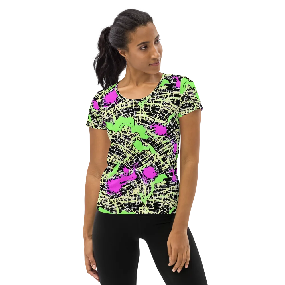 Neon Jungle Riot on Women's Athletic T-Shirt — Front