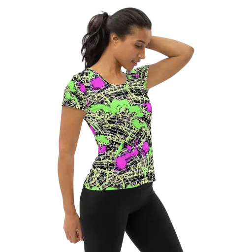 Neon Jungle Riot on a Women's Athletic T-Shirt