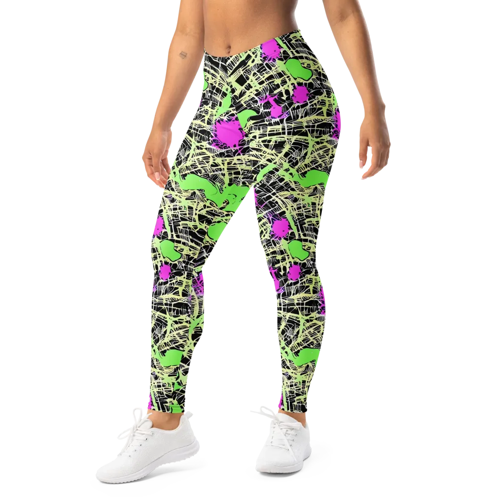 Neon Jungle Riot on Leggings — Left Front