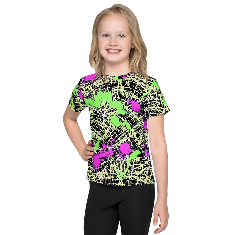 Neon Jungle Riot on Kids Crew Neck T-Shirt — Front