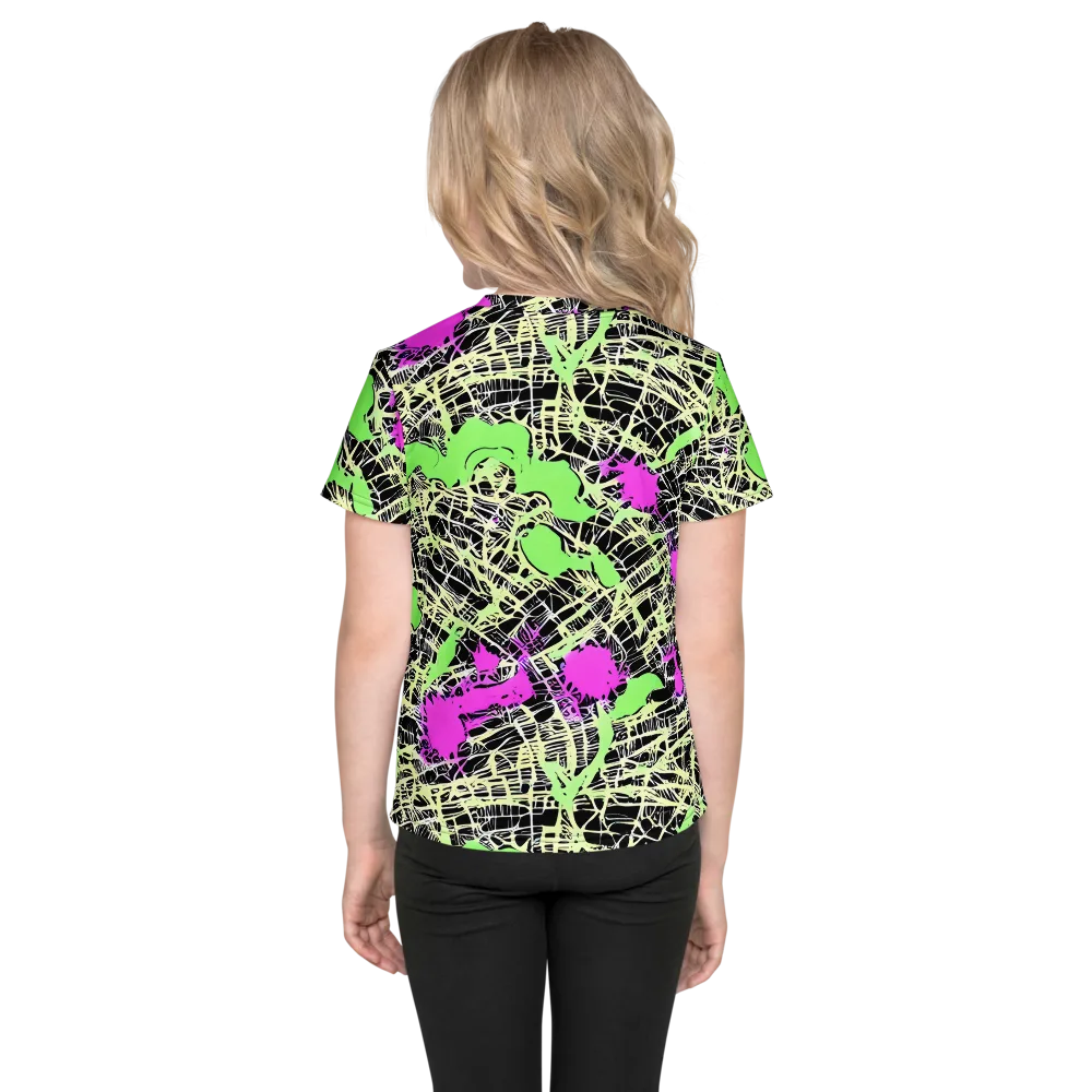 Neon Jungle Riot on Kids Crew Neck T-Shirt — Back