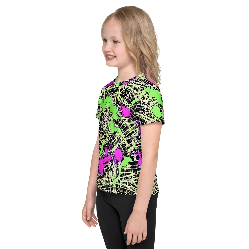 Neon Jungle Riot on Kids Crew Neck T-Shirt — Left