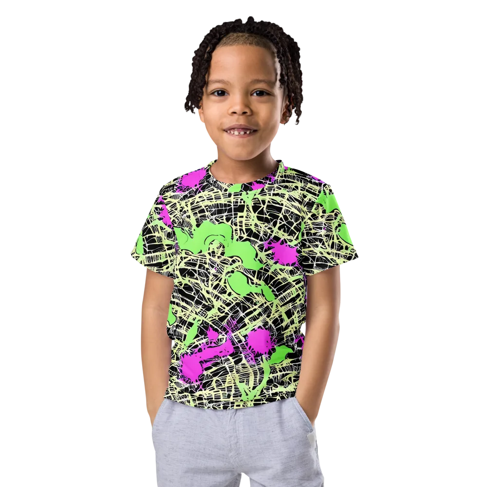 Neon Jungle Riot on Kids Crew Neck T-Shirt — Front