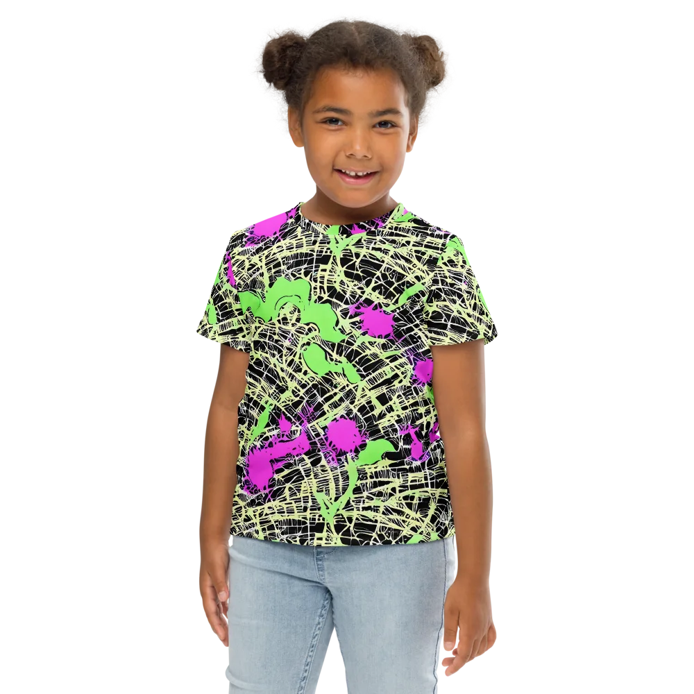 Neon Jungle Riot on Kids Crew Neck T-Shirt — Front