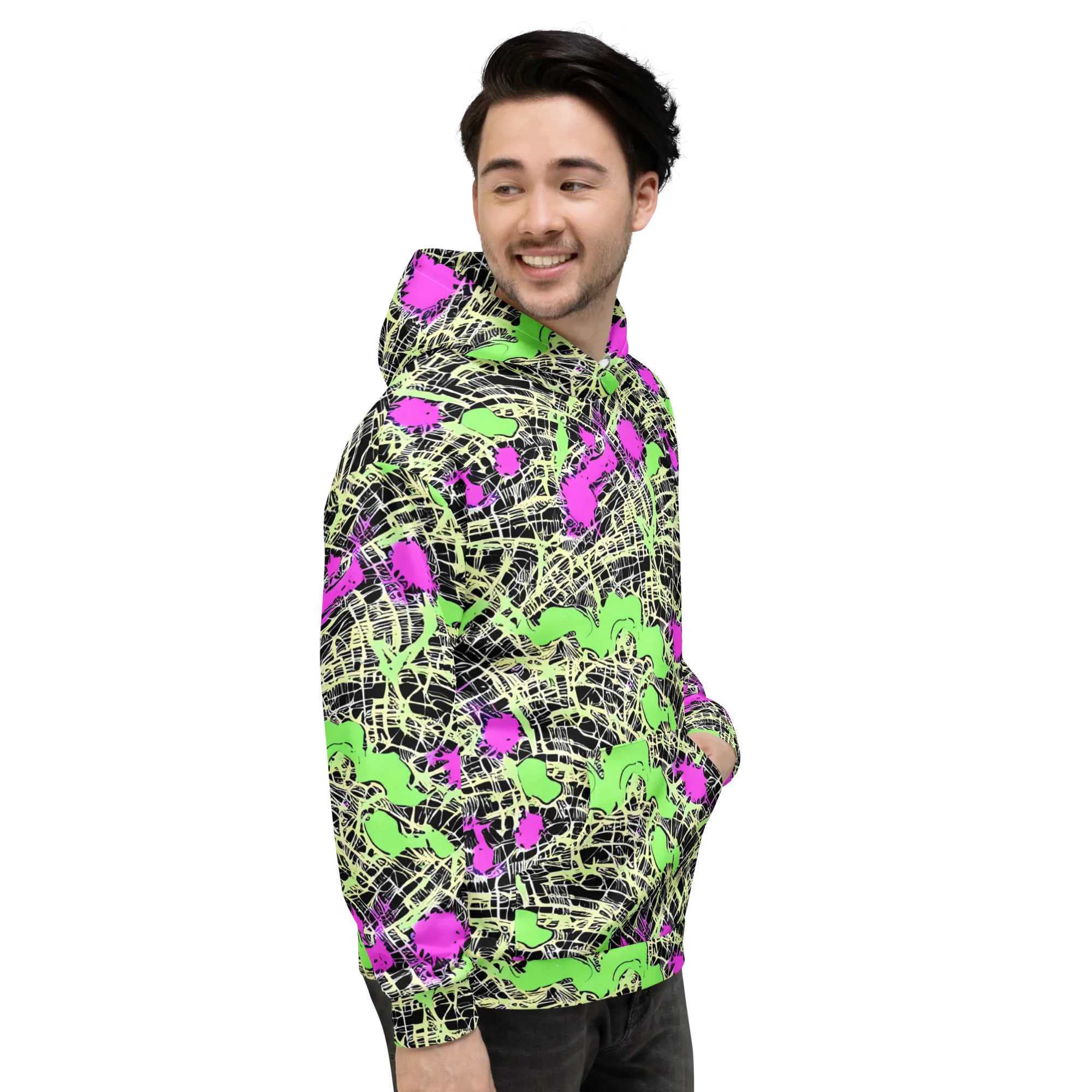 Neon Jungle Riot on Hoodie — Right