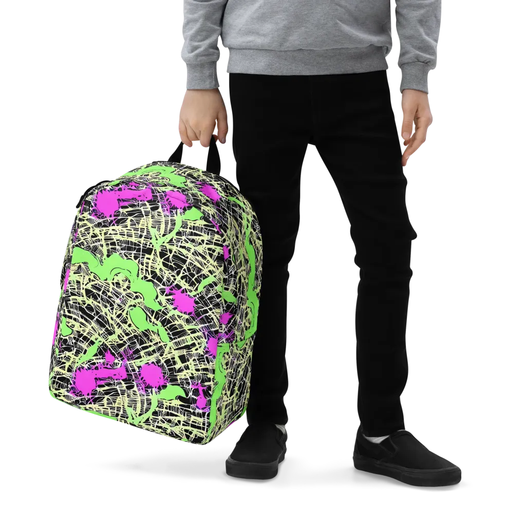Neon Jungle Riot on Minimalist Backpack — Zoomed-in