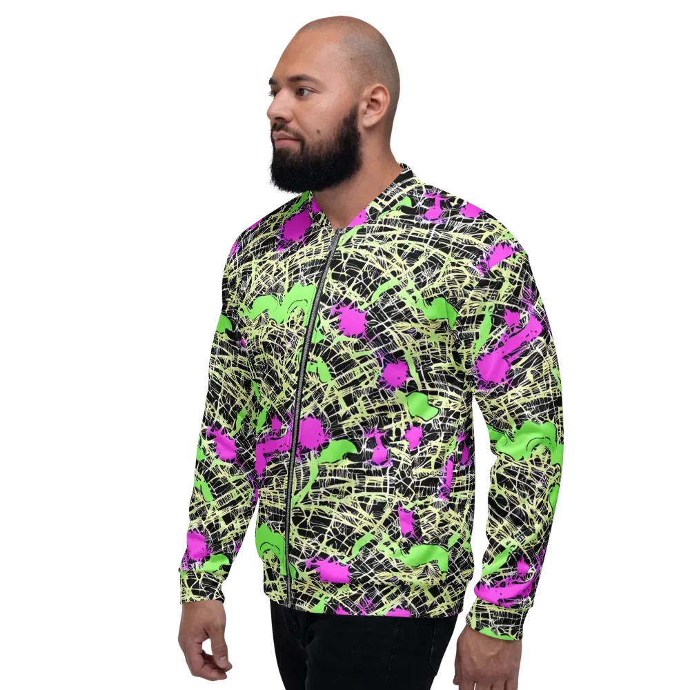 Neon Jungle Riot on Bomber Jacket — Left