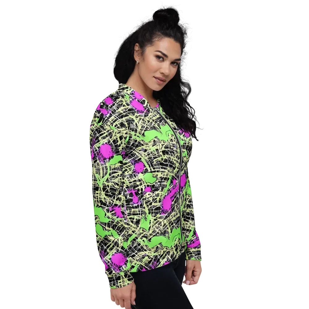 Neon Jungle Riot on Bomber Jacket — Right