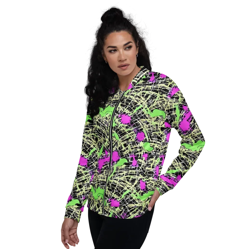 Neon Jungle Riot on Bomber Jacket — Left