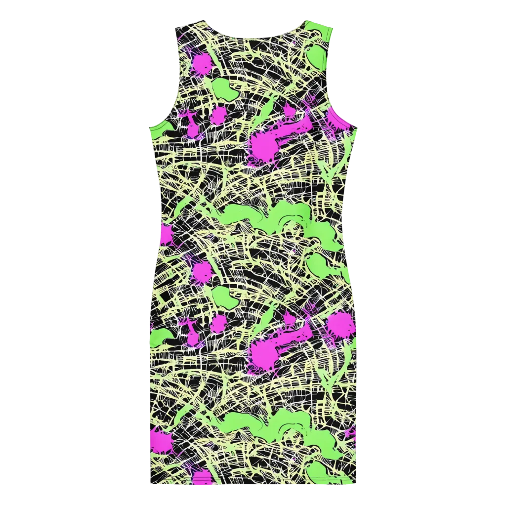 Neon Jungle Riot on Bodycon Dress — Back