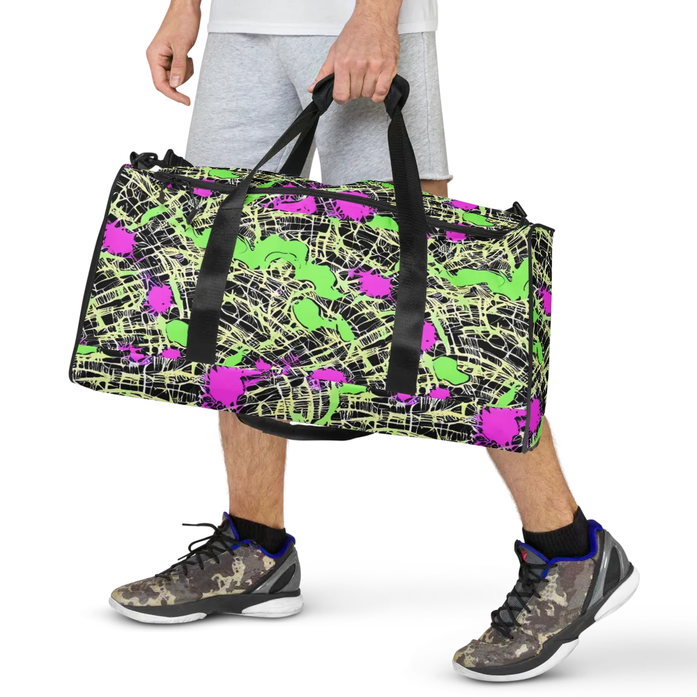 Neon Jungle Riot on Duffle Bag — Front
