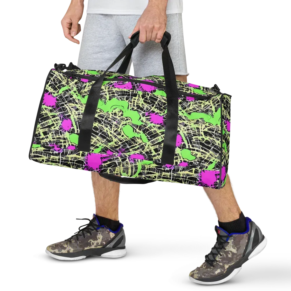 Neon Jungle Riot on Duffle Bag — Front