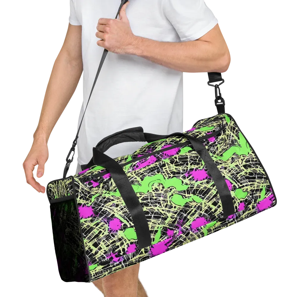 Neon Jungle Riot on Duffle Bag — Right Front
