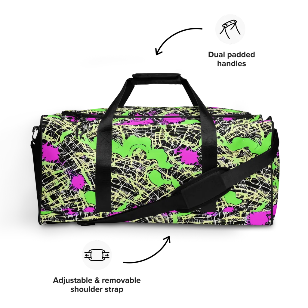 Neon Jungle Riot on Duffle Bag — Front