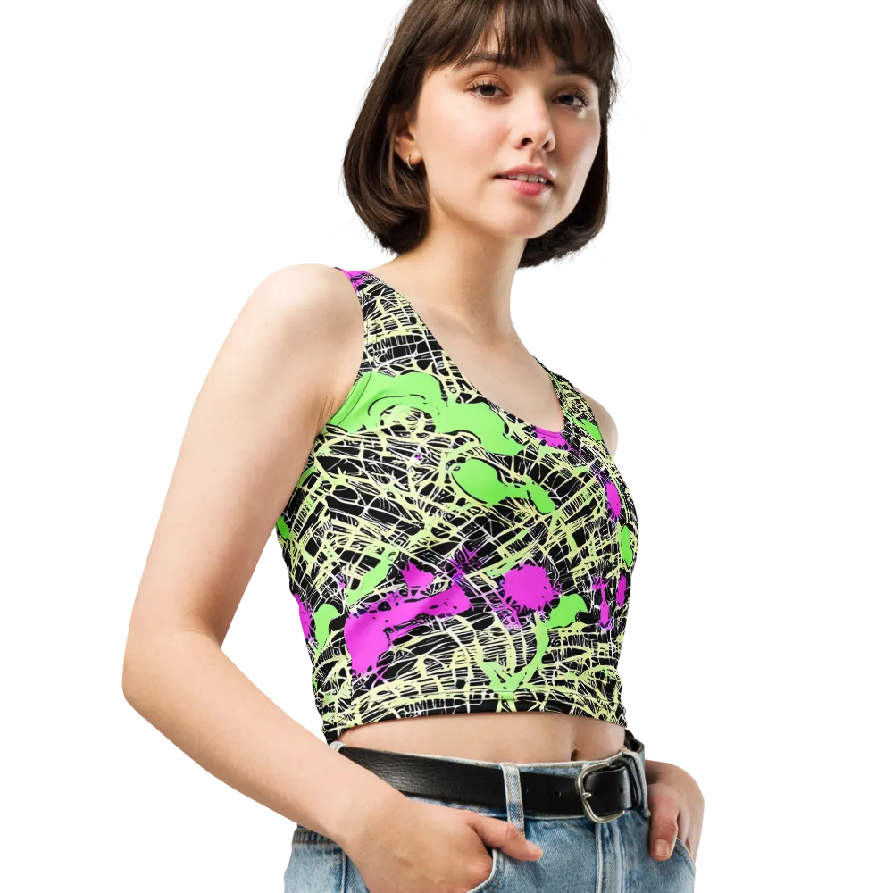 Neon Jungle Riot on Crop Top — Right Front