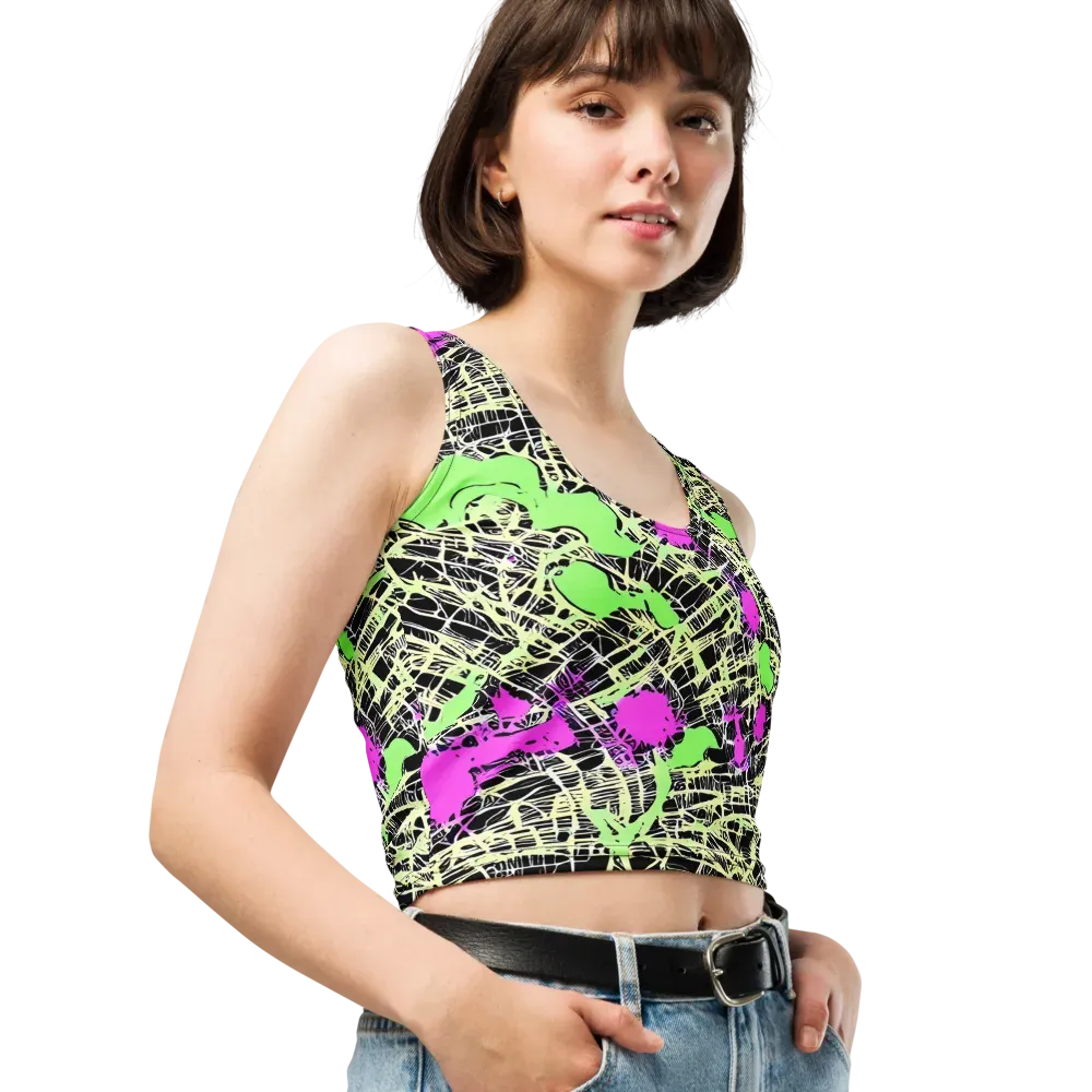Neon Jungle Riot on Crop Top — Right Front