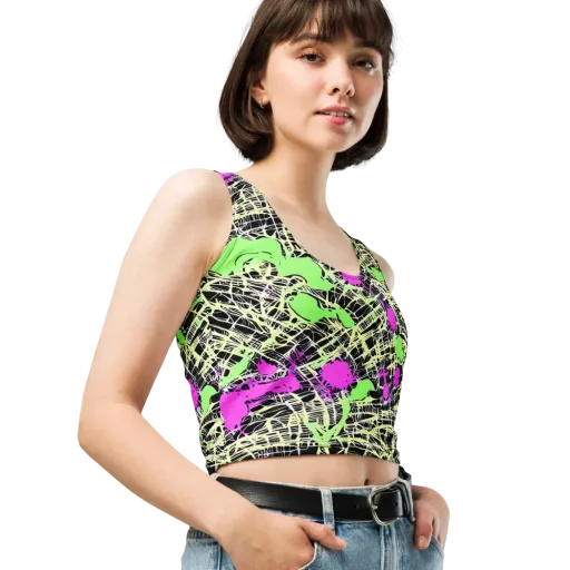 Neon Jungle Riot on a Crop Top