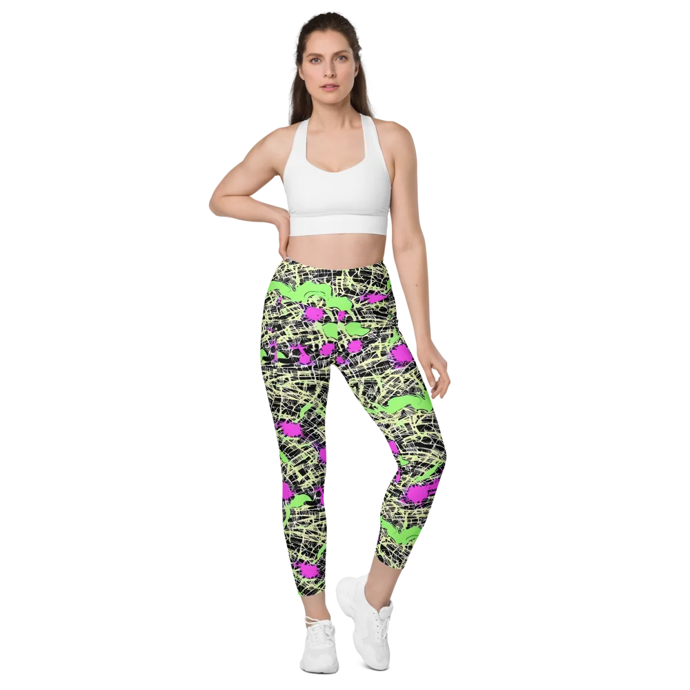 Neon Jungle Riot on Leggings with Pockets — Front