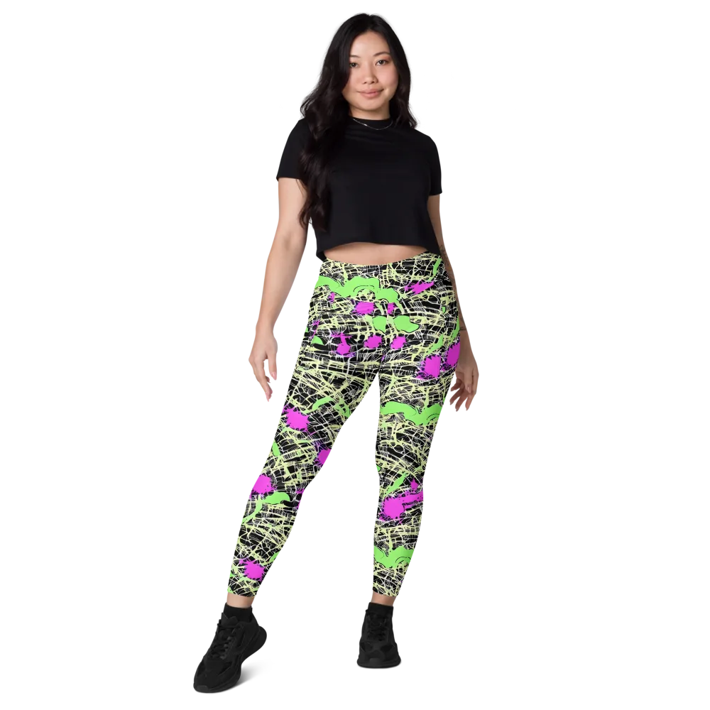 Neon Jungle Riot on Leggings with Pockets — Front
