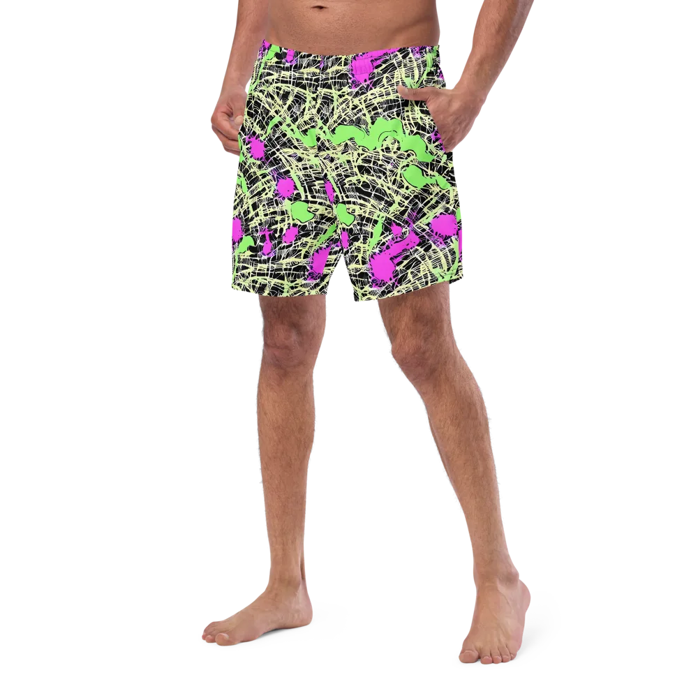 Neon Jungle Riot on Swim Trunks — Left Front