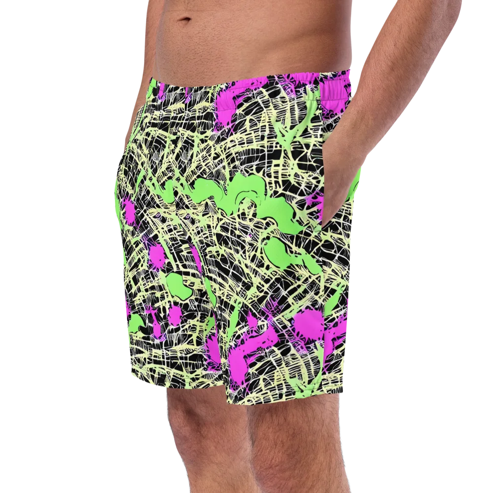 Neon Jungle Riot on Swim Trunks — Left Front